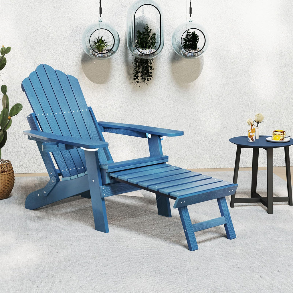 Folding Adirondack Chair with Adjustable Backrest and Ottoman X256