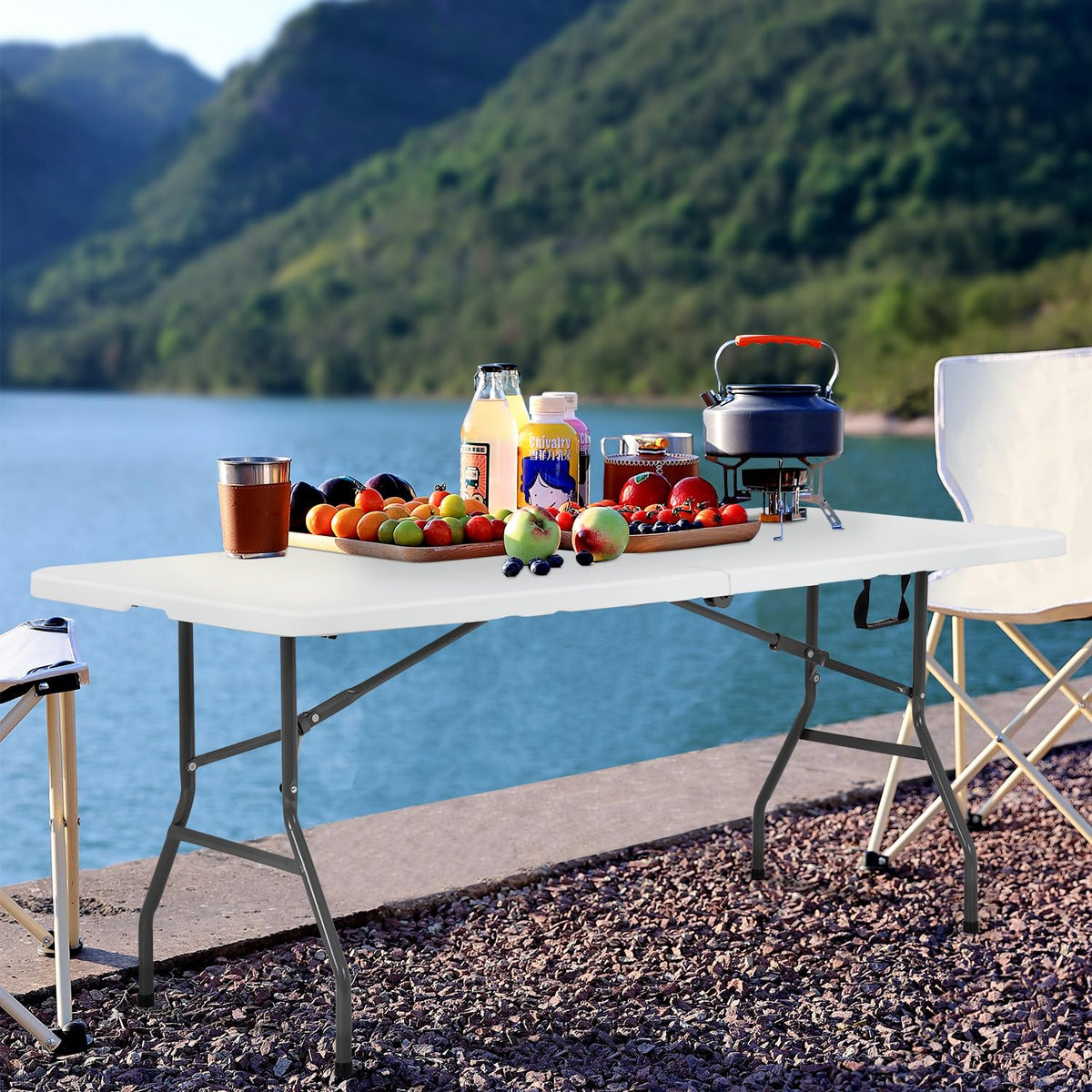 6FT White Portable Plastic Folding Table E76924