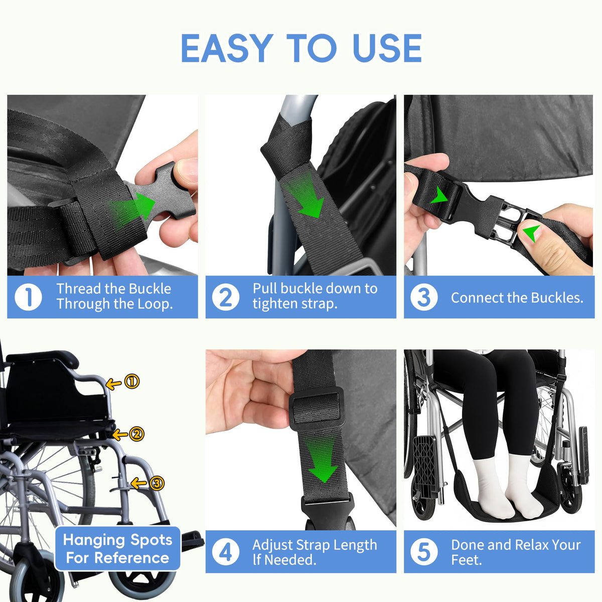 Wheelchair Foot Rest with Adjustable Leg Support Z63717