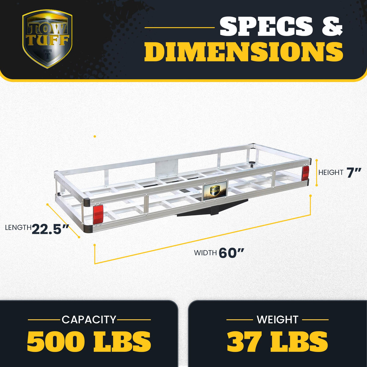 60 in Aluminum Hitch Carrier 500 lb Q47507