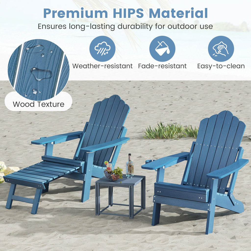 Folding Adirondack Chair with Adjustable Backrest and Ottoman X256