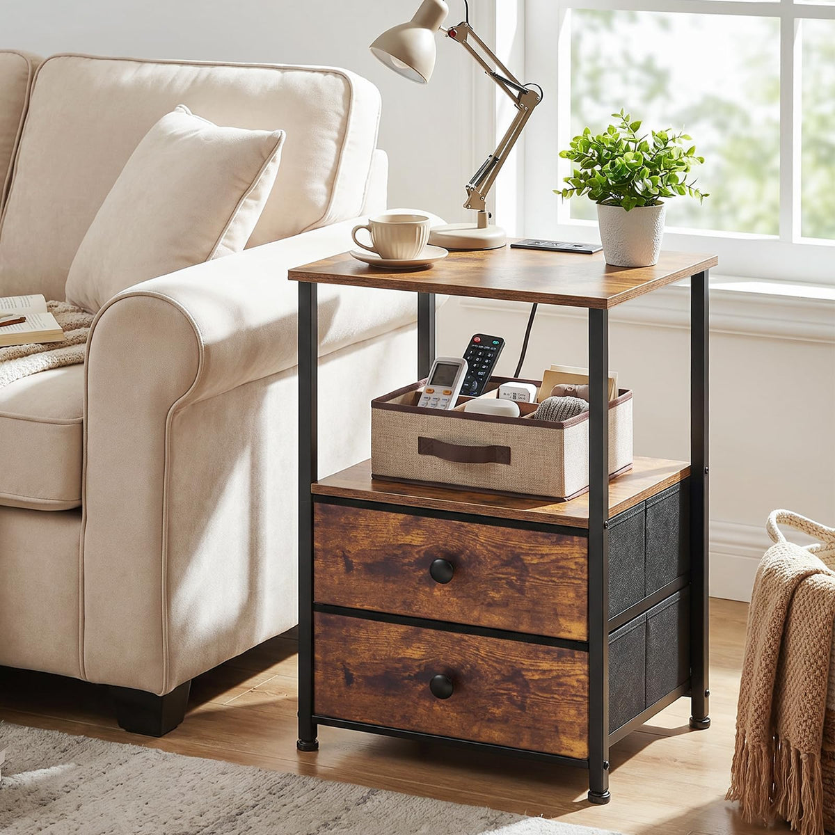 Nightstands Set of 2 with Charging Station A1371