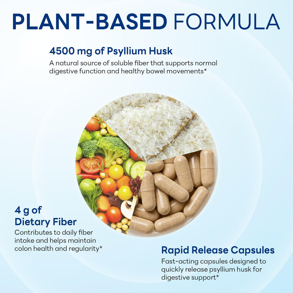 Psyllium Husks Capsules 4500 mg 120 Capsules N6982