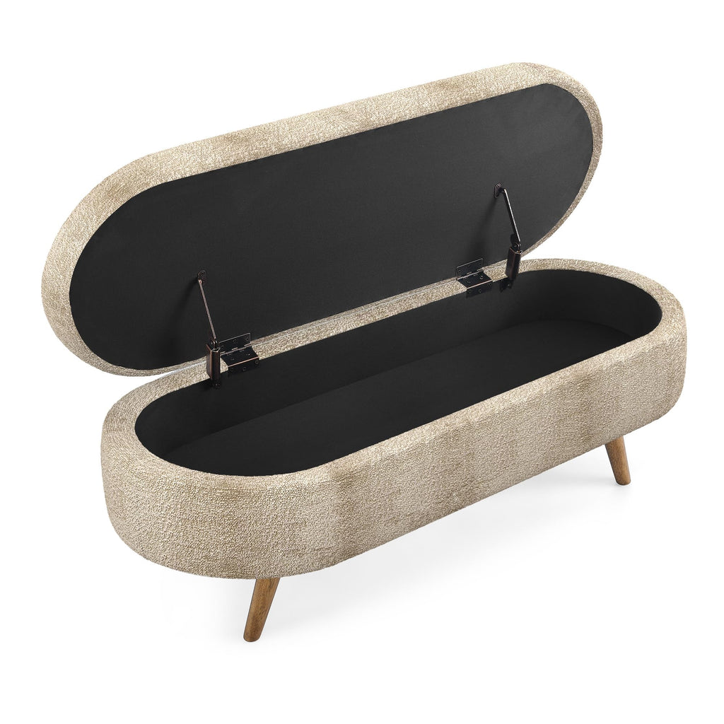 Oval Storage Bench with Rubber Wood Legs D82116