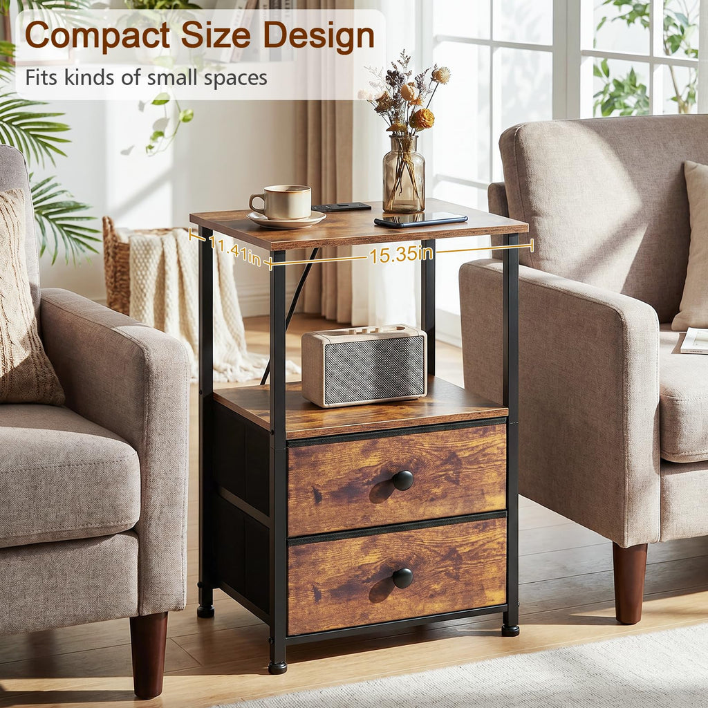Nightstands Set of 2 with Charging Station A1371