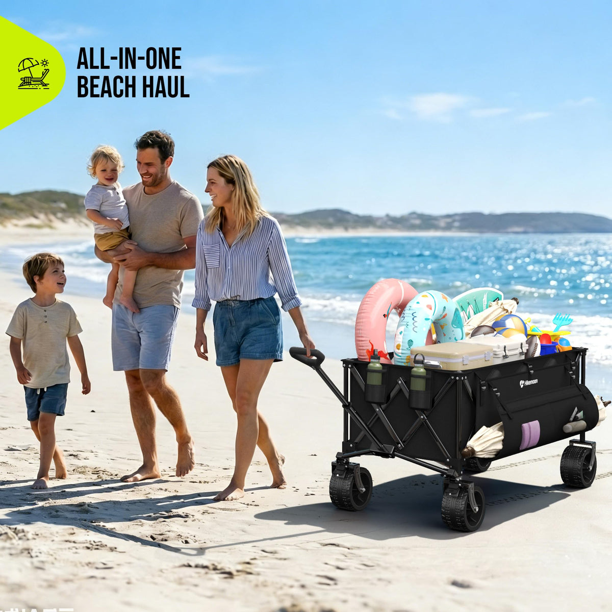 48'' Extra Large Collapsible Wagon with Big Wheels, 300L Black A753183