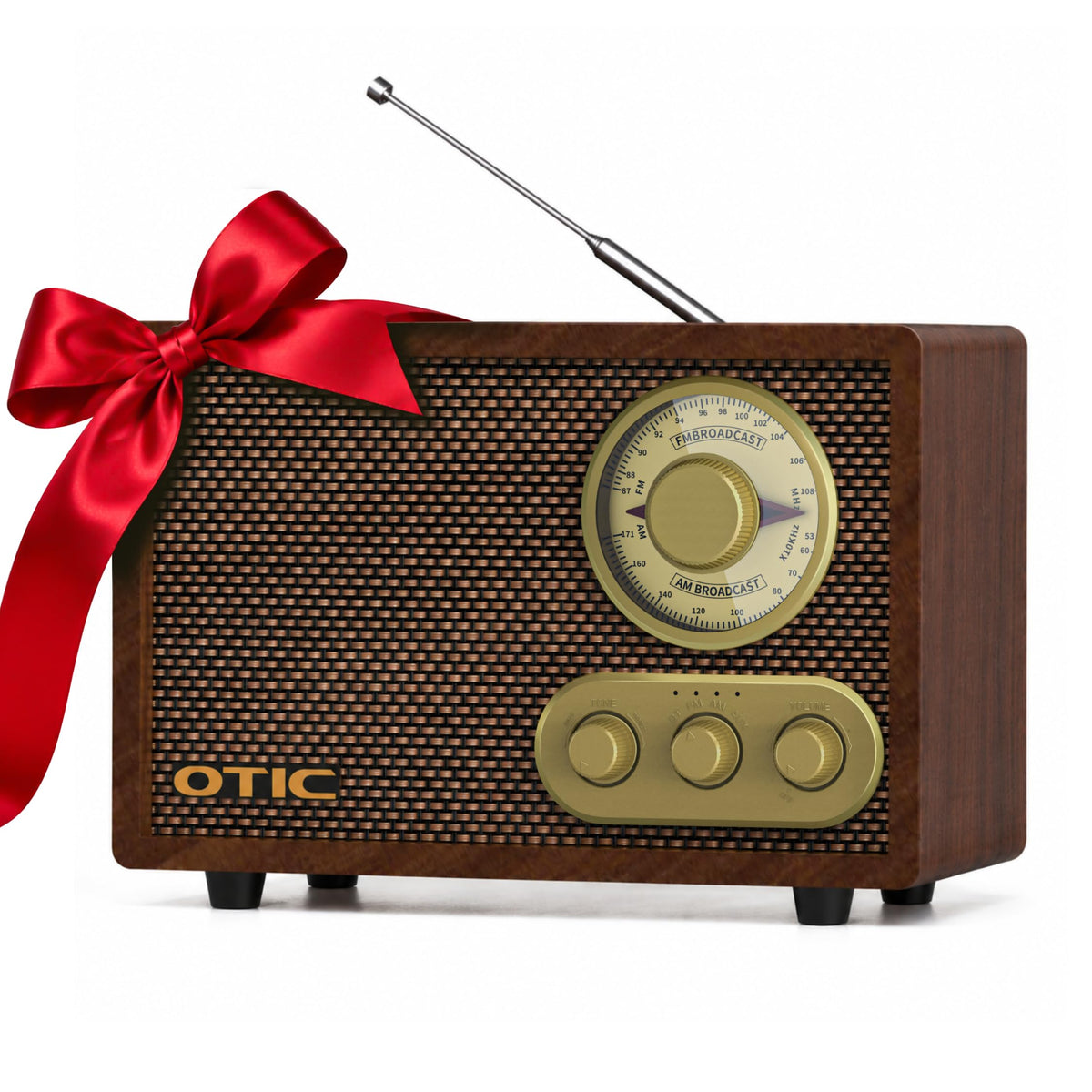 Vintage Wood AM/FM Bluetooth Radio with Speakers P67170