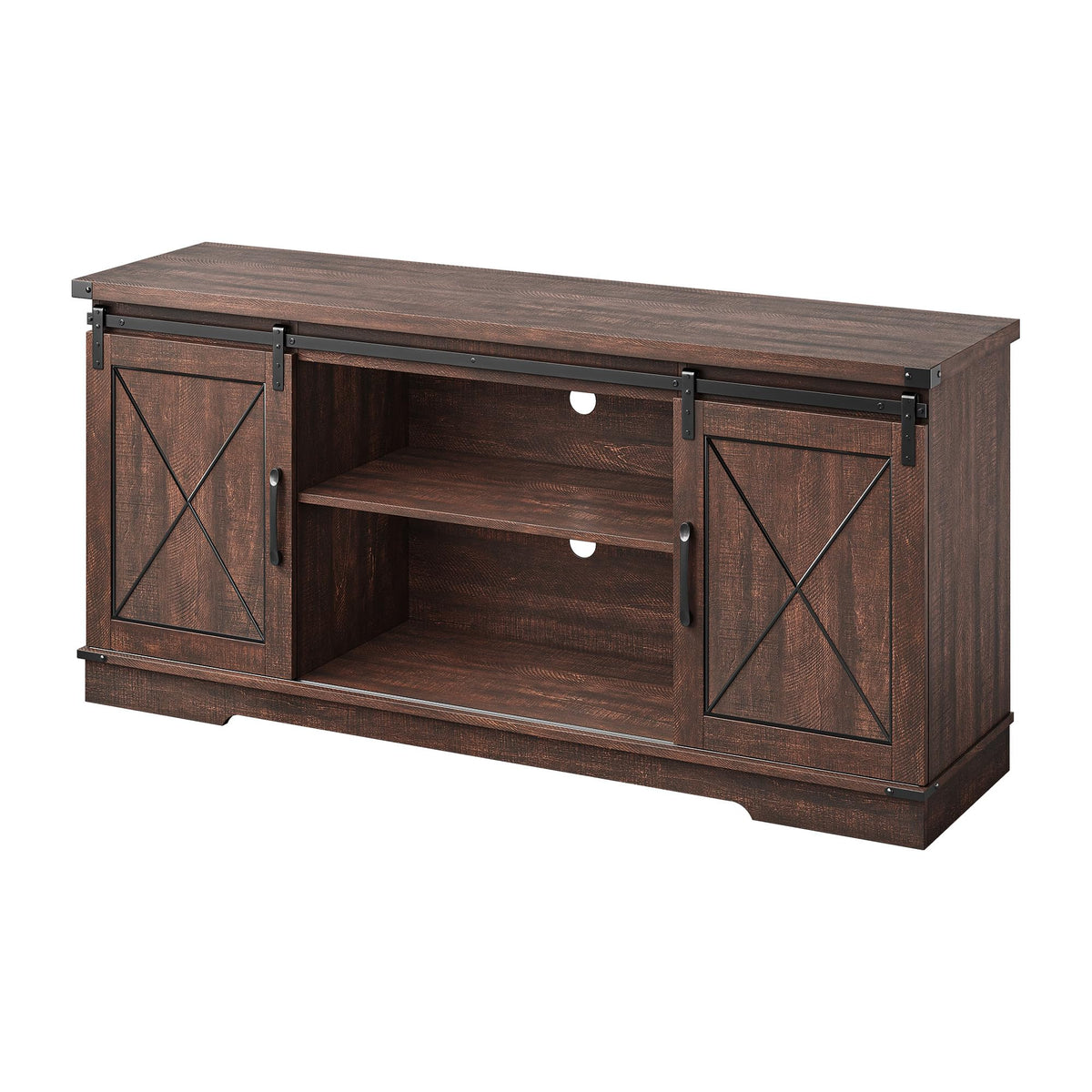 Farmhouse TV Stand with Sliding Barn Doors A602059