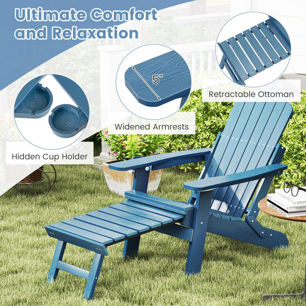 Folding Adirondack Chair with Adjustable Backrest and Ottoman X256