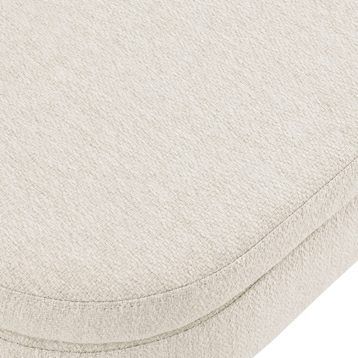 Beige Oval Storage Ottoman Bench with Rubber Wood Legs U7048