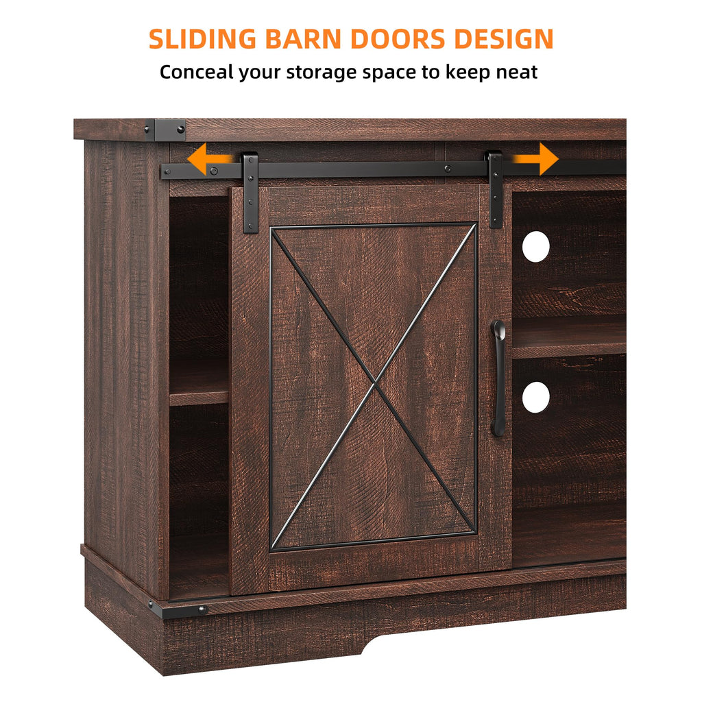 Farmhouse TV Stand with Sliding Barn Doors A602059