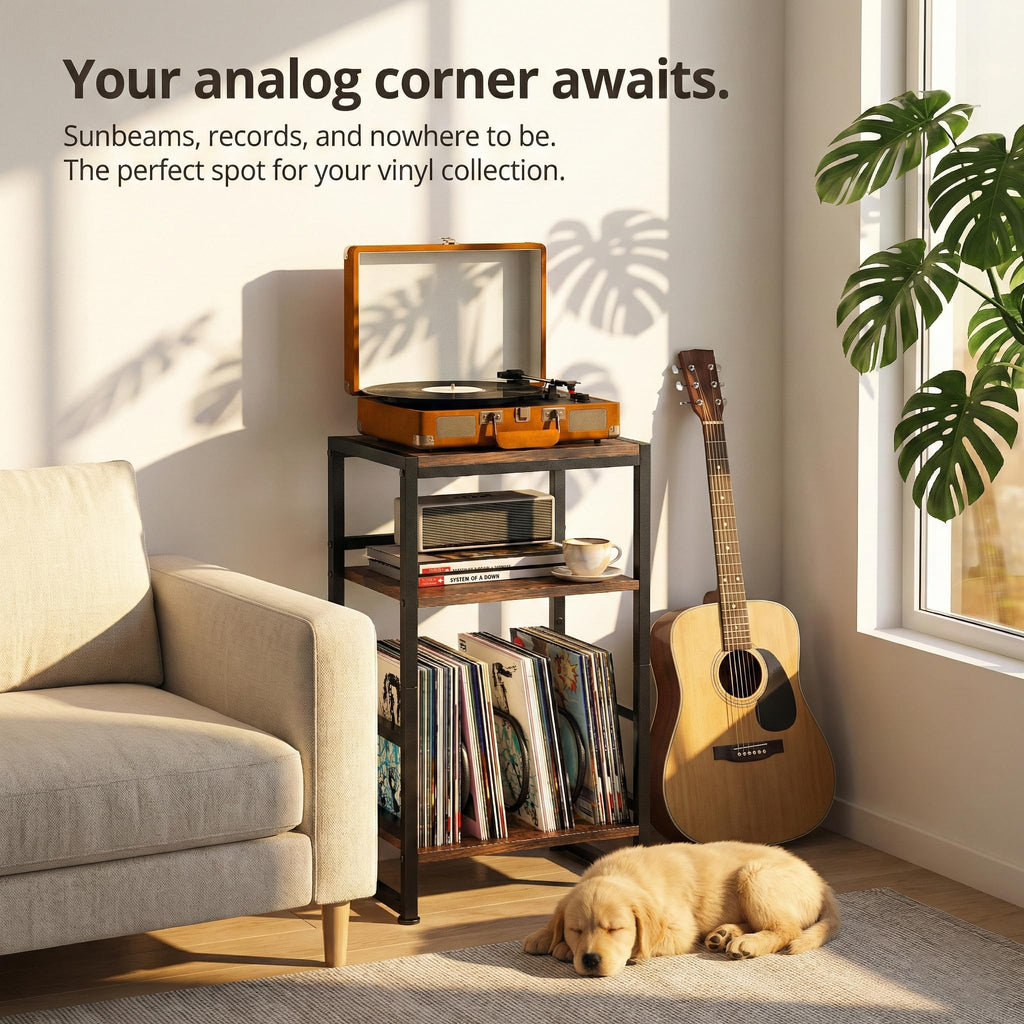 3-Tier Record Player Stand with Storage J203