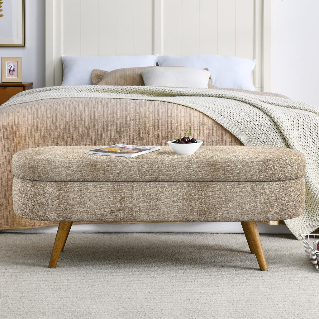 Oval Storage Bench with Rubber Wood Legs D82116
