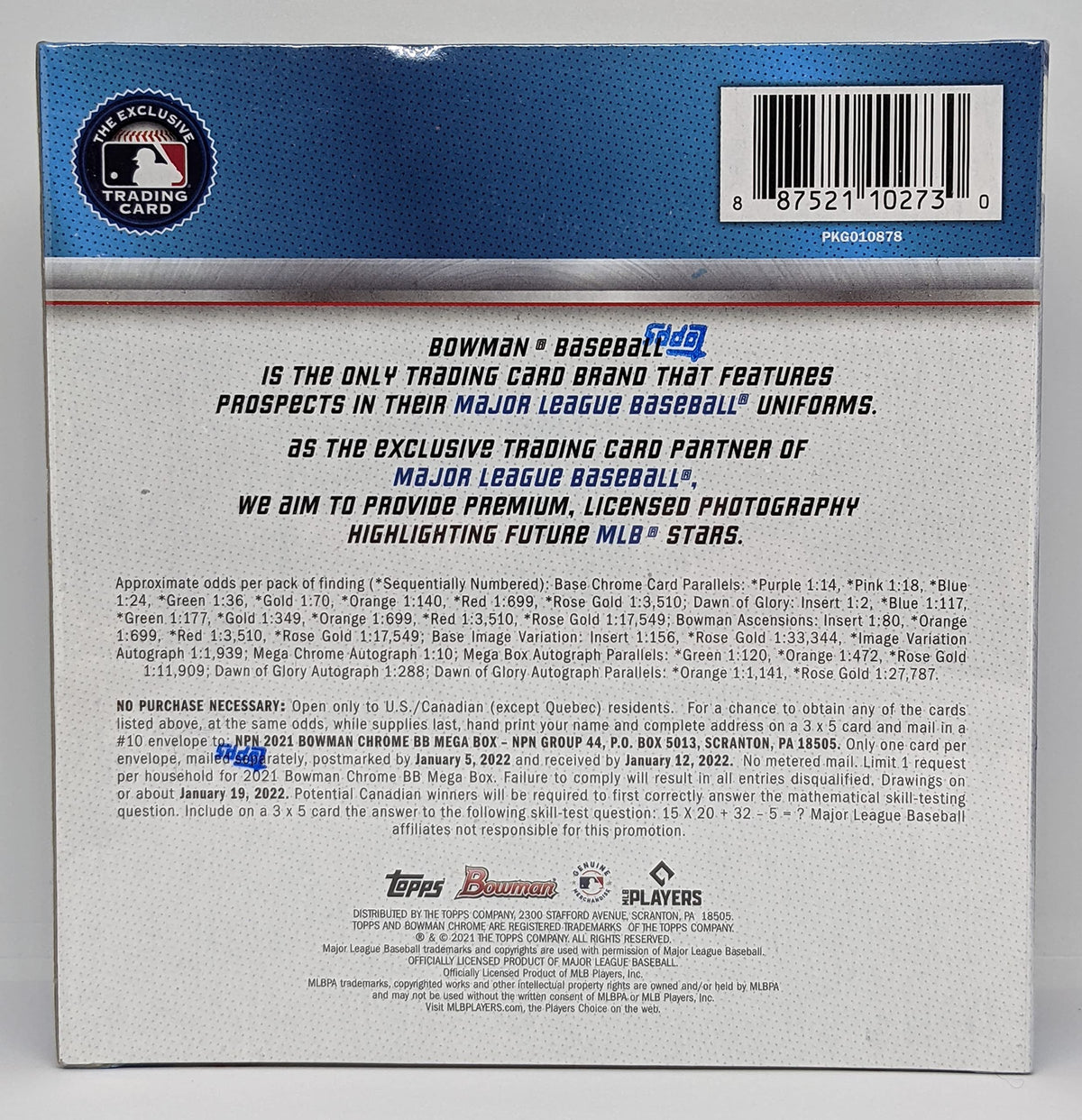Bowman Chrome MLB Baseball Mega Box L2139