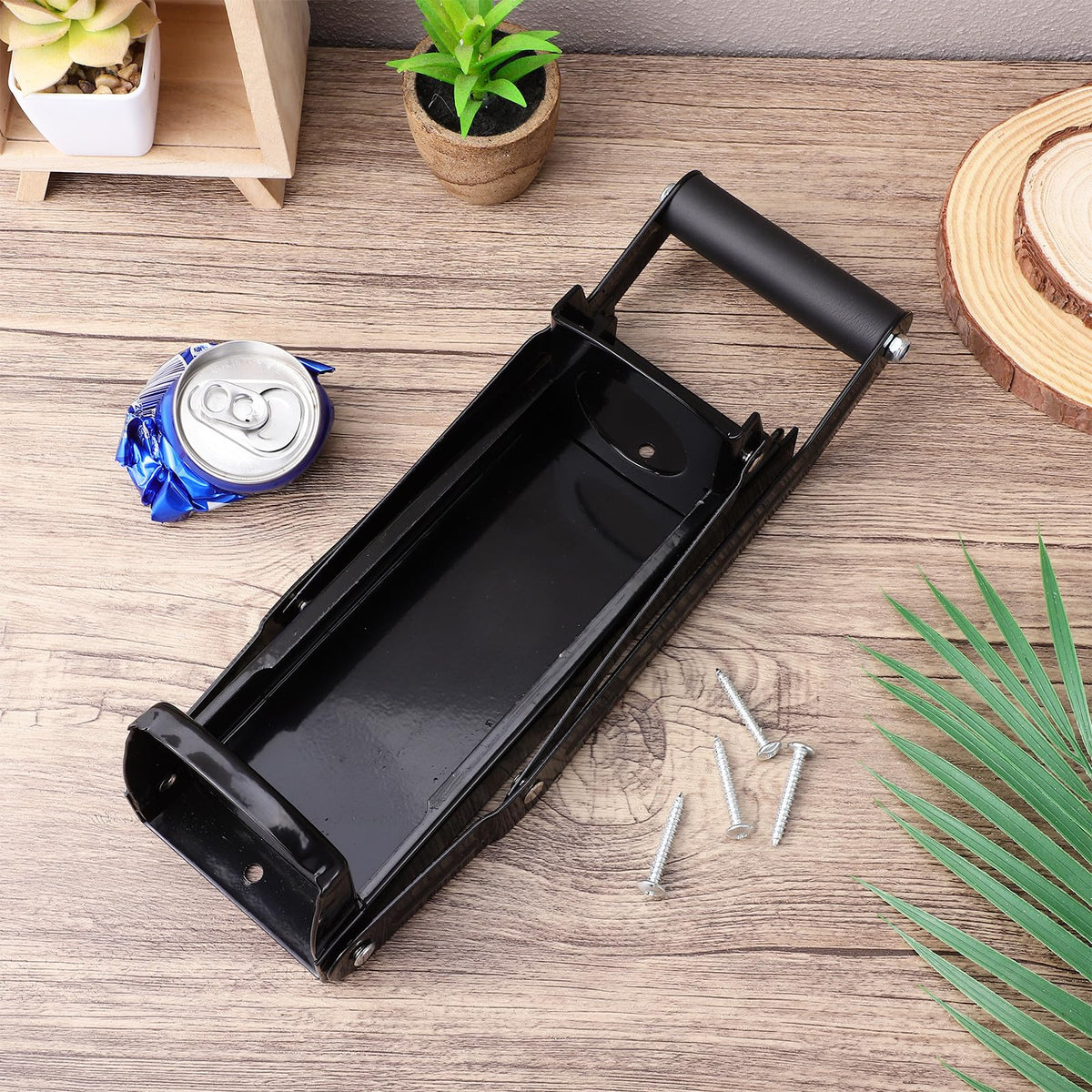Black Wall Mounted Can Crusher with Bottle Opener T48000