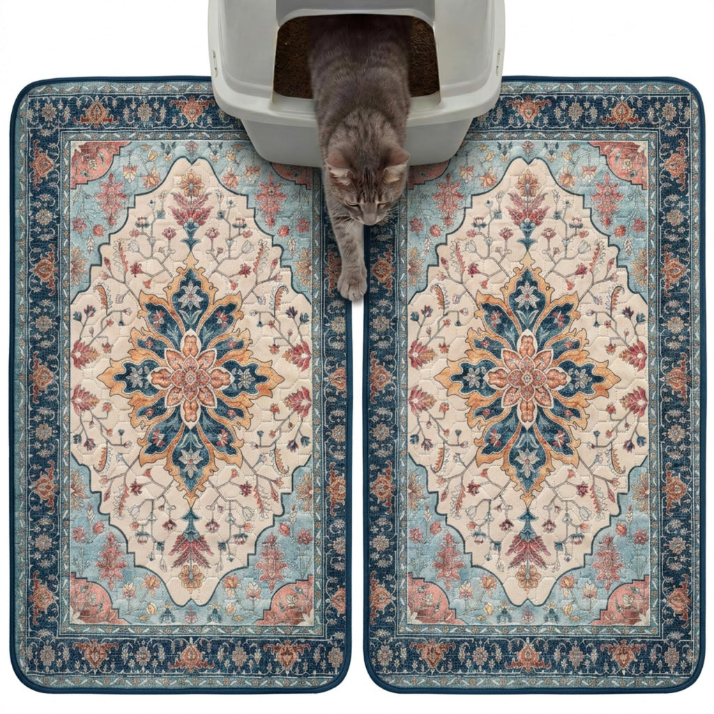 Cat Litter Mat 2 Pack, 18x28 Machine Washable Waterproof Non Slip E691