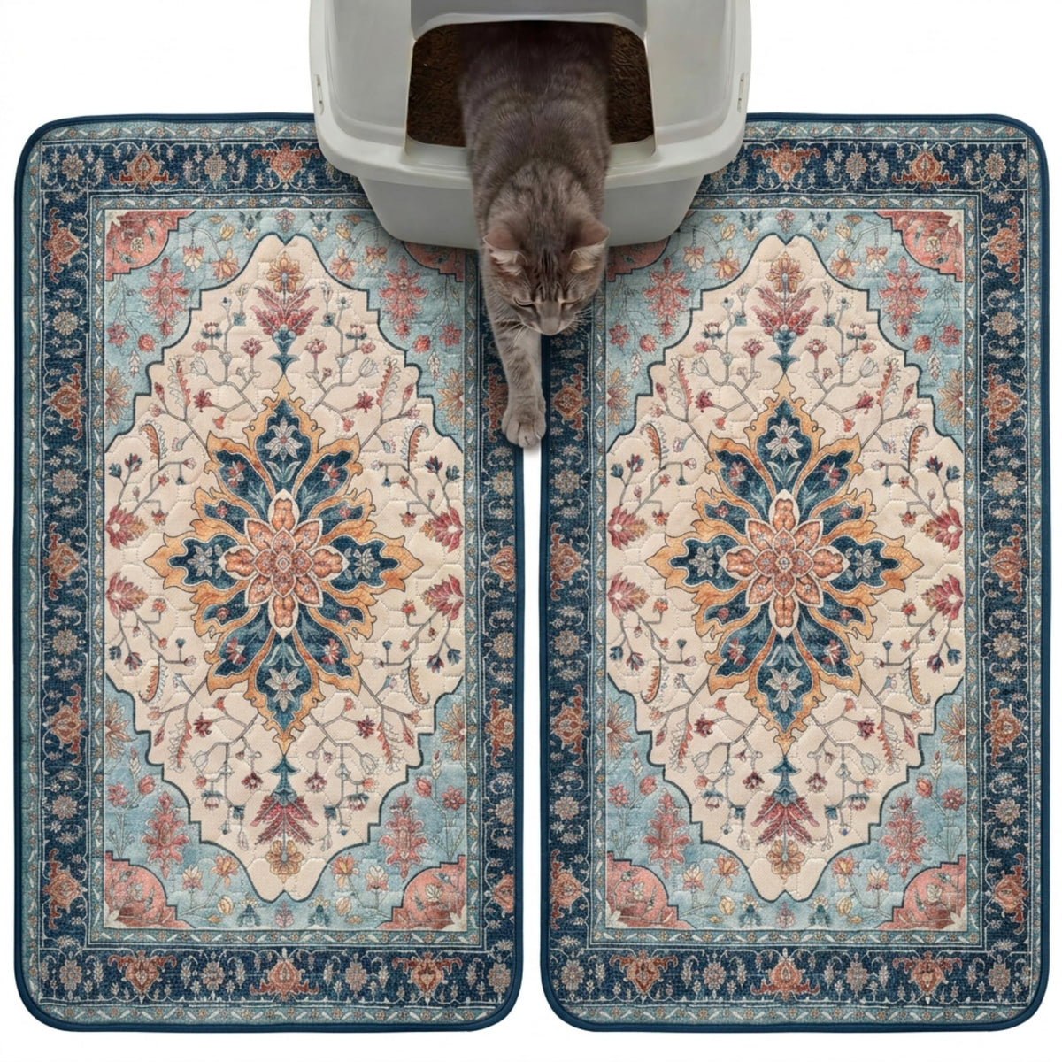 Cat Litter Mat 2 Pack, 18x28 Machine Washable Waterproof Non Slip E691