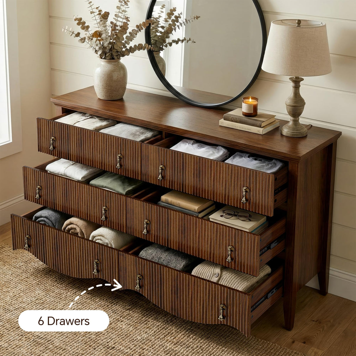 6-Drawer Fluted Dresser X599